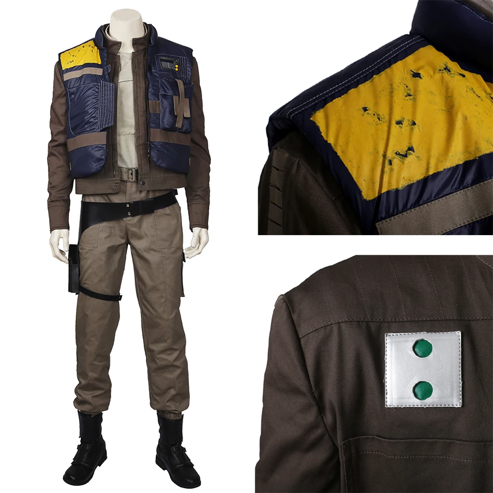 Rogue One Cosplay Cassian Andor Costume Halloween Superhero Fancy Captain Outfit With Vest Adult Battle Suit