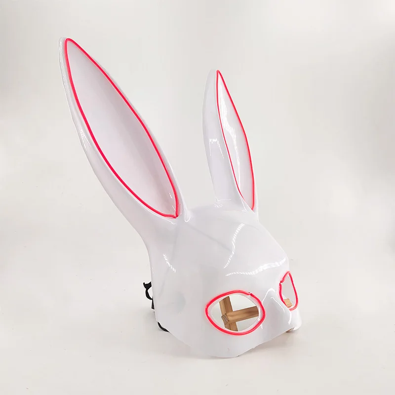 LED Sexy Rabbit Ears Mask Dance Masquerade Cosplay Rabbit Leather Mask Cute Bunny Long Mask For Women Sexy Lady Ears Mask
