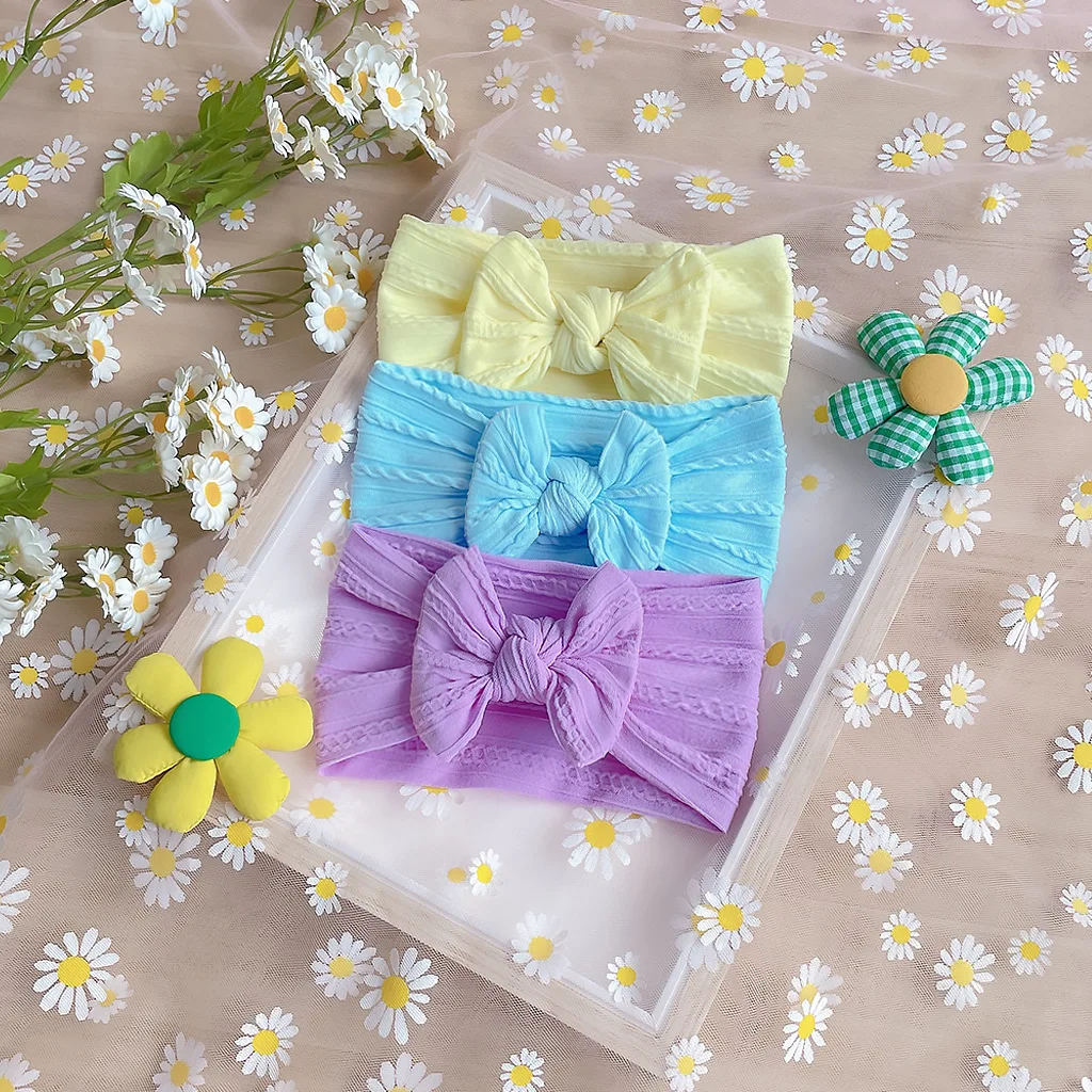 3Pcs Headband Nylon Infants Toddlers Elastic Hair Band for Newborn Girl Princess Bowknot Cute Baby Hair Accessories