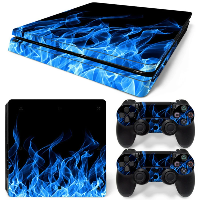 Fashion Gamepad Body Color Stickers Geometric Pattern Film Stickers for PS4 Slim Console+2Pcs Controller Cover Decals Protector