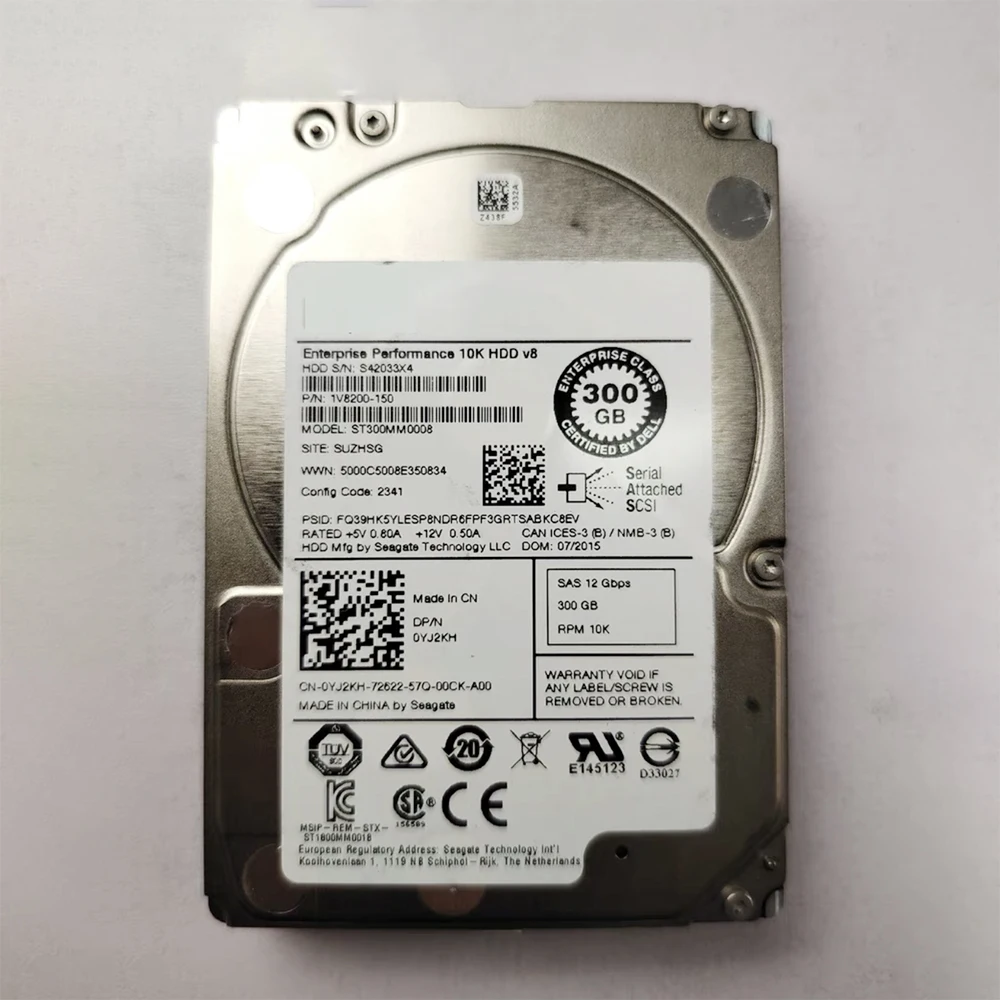 For Dell HDD 300GB SAS 2.5'' 10K 12G 0YJ2KH Hard Drive ST300MM0008