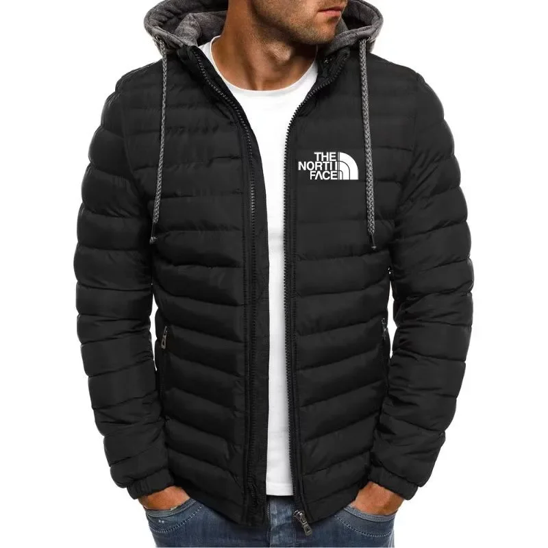 

Winter Premium Men's Warm Parka Jacket Men's Coat Solid Color Stand Collar Men's Windproof Cotton Down Jacket With Hat Jacket