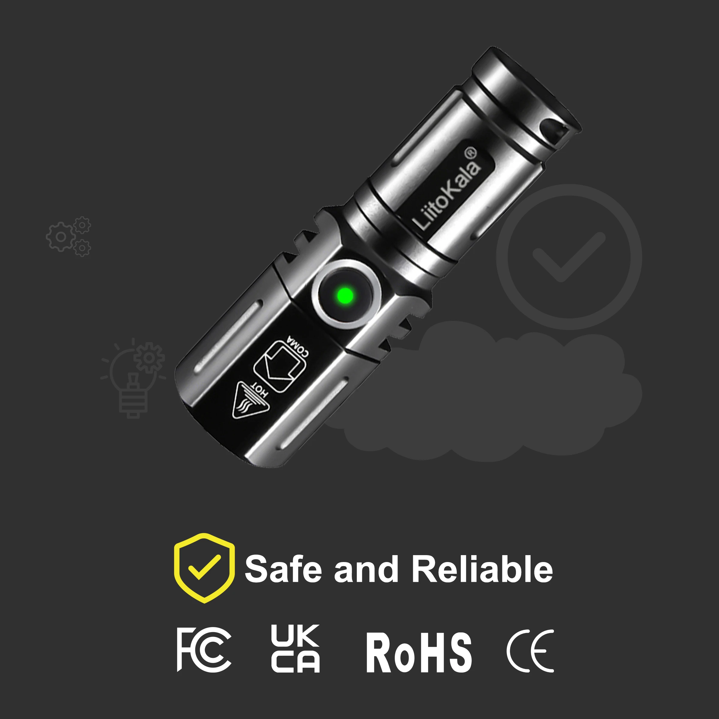 LiitoKala LF-535 Multi-Function Portable Flashlight Carry-On Compact LED Light with SOS Mode for Emergency Use