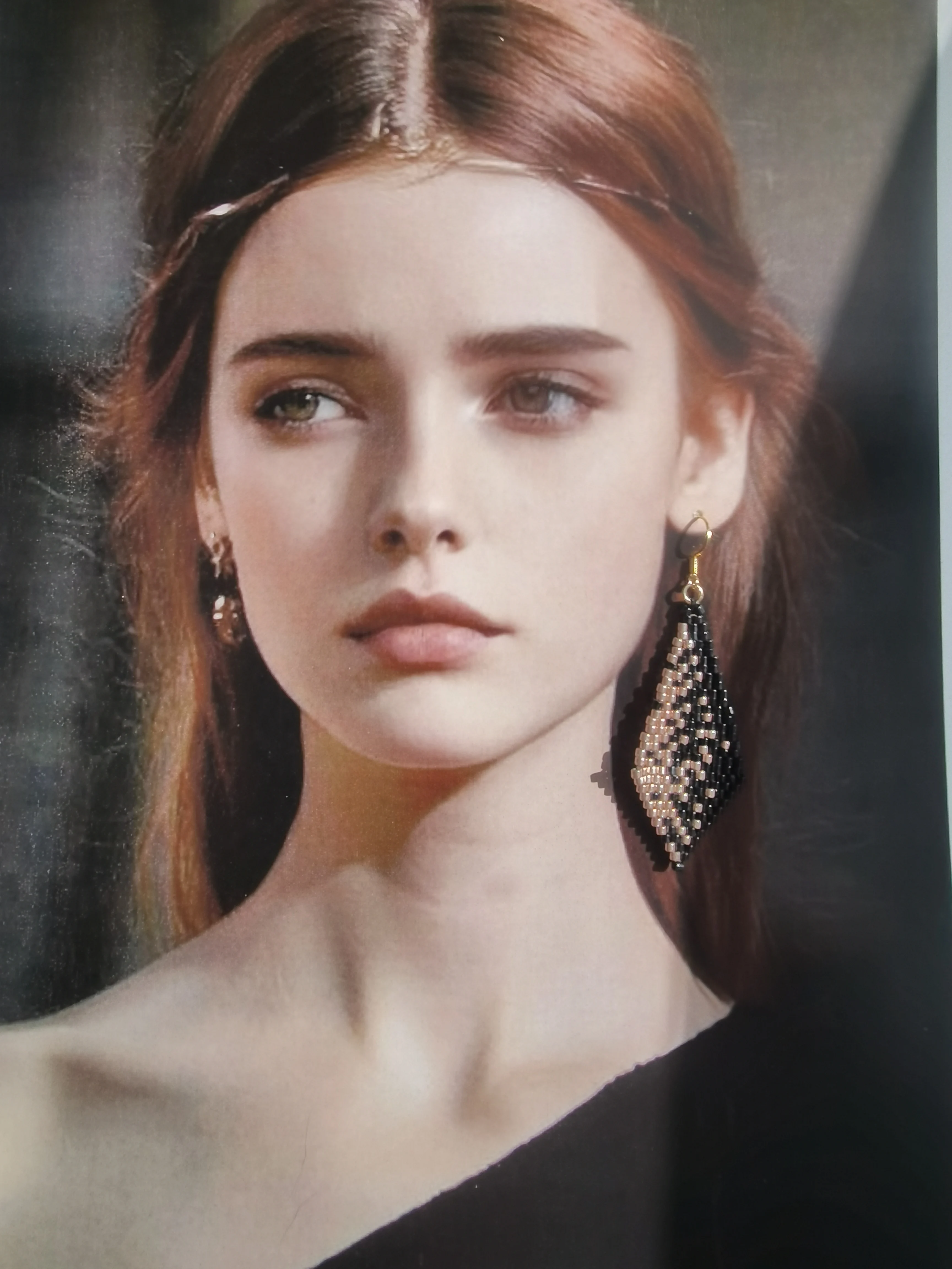 Beaded earrings Originality Geometry Intersperse Bohemia Color match Hand knitting Female Tide Simple Alloy Rice bead earrings