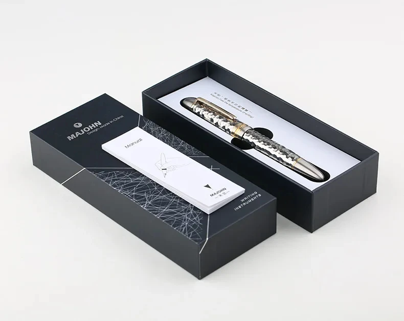 قلم حبر مكبس بنمط مطروق من التيتانيوم MAJOHN P141 مع رقم 8 40 #   قلم الخط الفاخر للكتابة مقاس كبير من F Nib