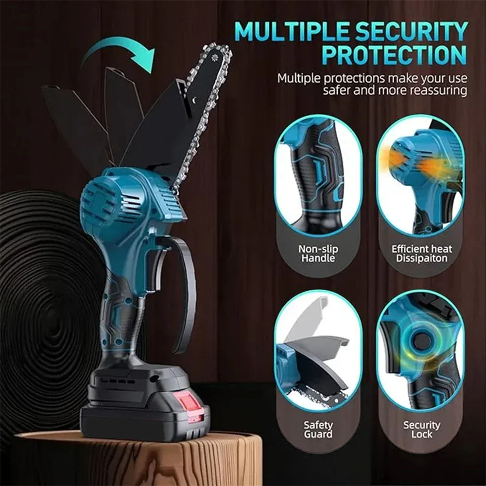 6Inch Cordless Electric Chain Saw Chainsaw Rechargeable Brushless Portable Garden Power Tool Electric Saw For Makita 18V Battery