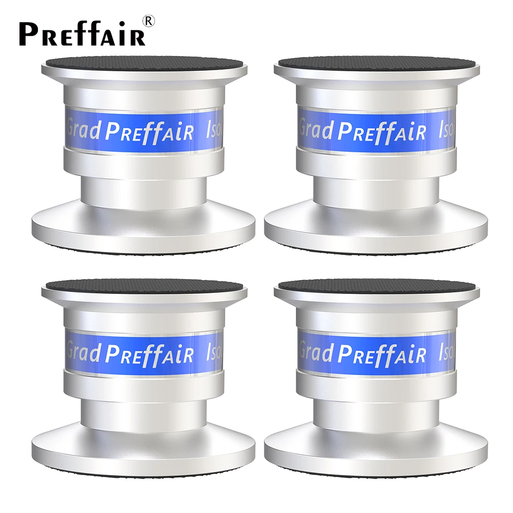 4PCS Aluminium Schwarz & Silber Stoßfest Spike + Pad Isolation Stehen HiFi Verstärker (Schwarz) CD DVD Player Lautsprecher Füße Matte Halter