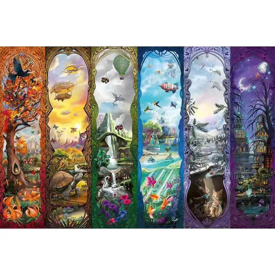 5D Full Square Diamond Art Painting DIY Four Seasons Landscape Picture Collage Diamond Embroidery Mosaic Cross Stitch Kit Decor
