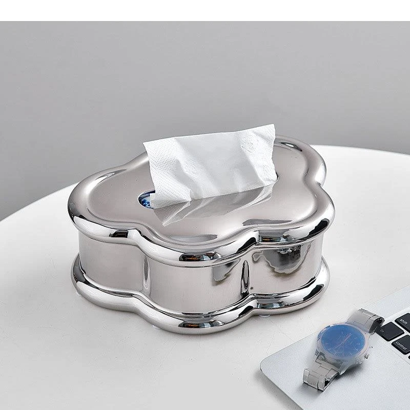 Silver Plated Cloud Shape Tissue Box Decorative Paper Towel Coffee Table Desktop Boxes Modern Decor