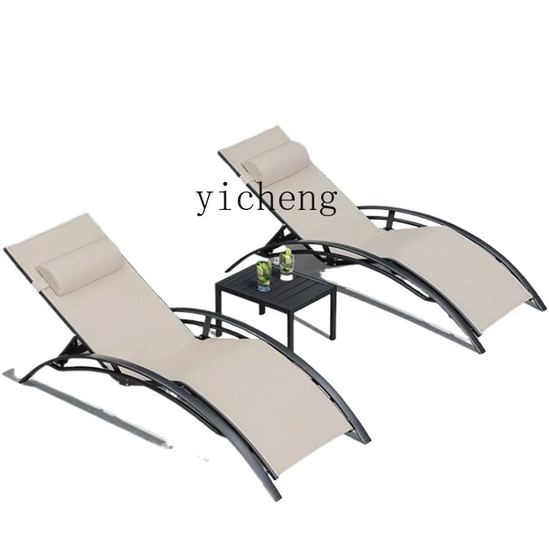 

ZK outdoor lounge chair waterproof sunscreen folding portable beach chair outdoor balcony courtyard leisure pool bed