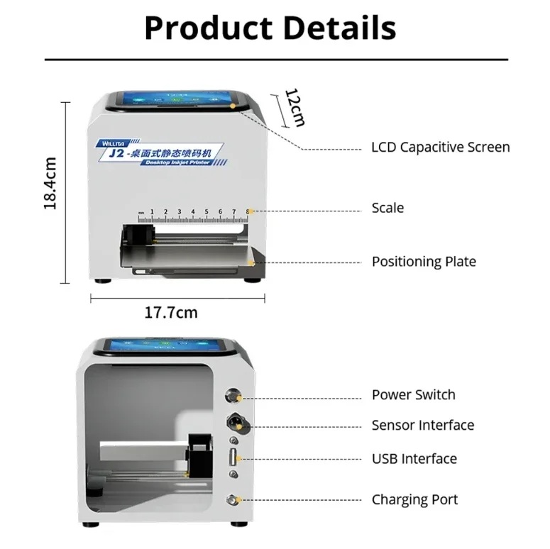 Imagem -04 - Willita-static Desktop Inkjet Printer hd Touch Screen Tinta de Secagem Rápida Impressão do Texto Imagem Validade Data Polegadas 127 Milímetros