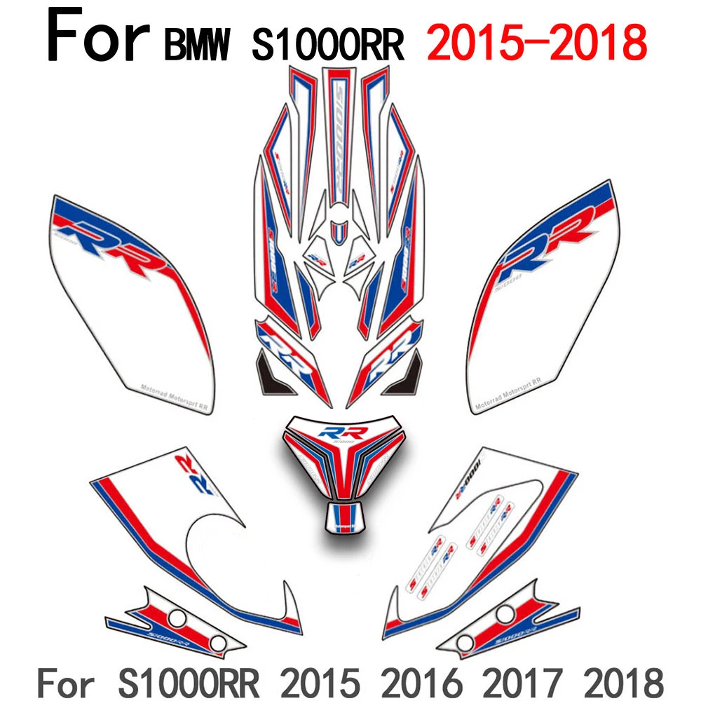 Per BMW S1000RR S1000 RR 2009-2018 Moto Anteriore Viso Decalcomanie Carenatura Adesivi 3D Gel Cuscinetti Protettivi Adesivi Serbatoio Carburante