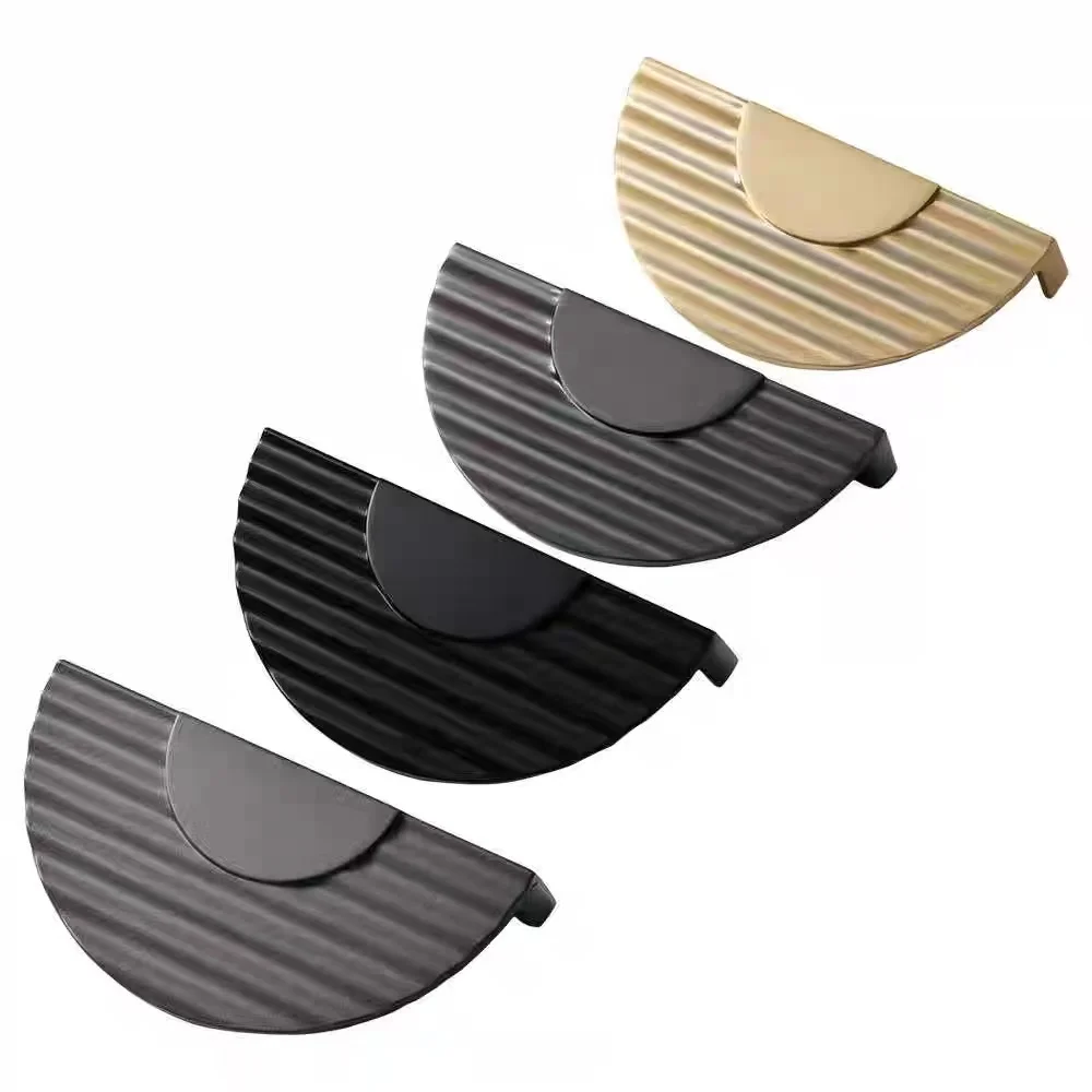 Fashion Simplicity Wave Half-Circle Cabinet Handles Electroplating Zinc Alloy Wardrobe Pulls Black for Drawer Kitchen Furniture