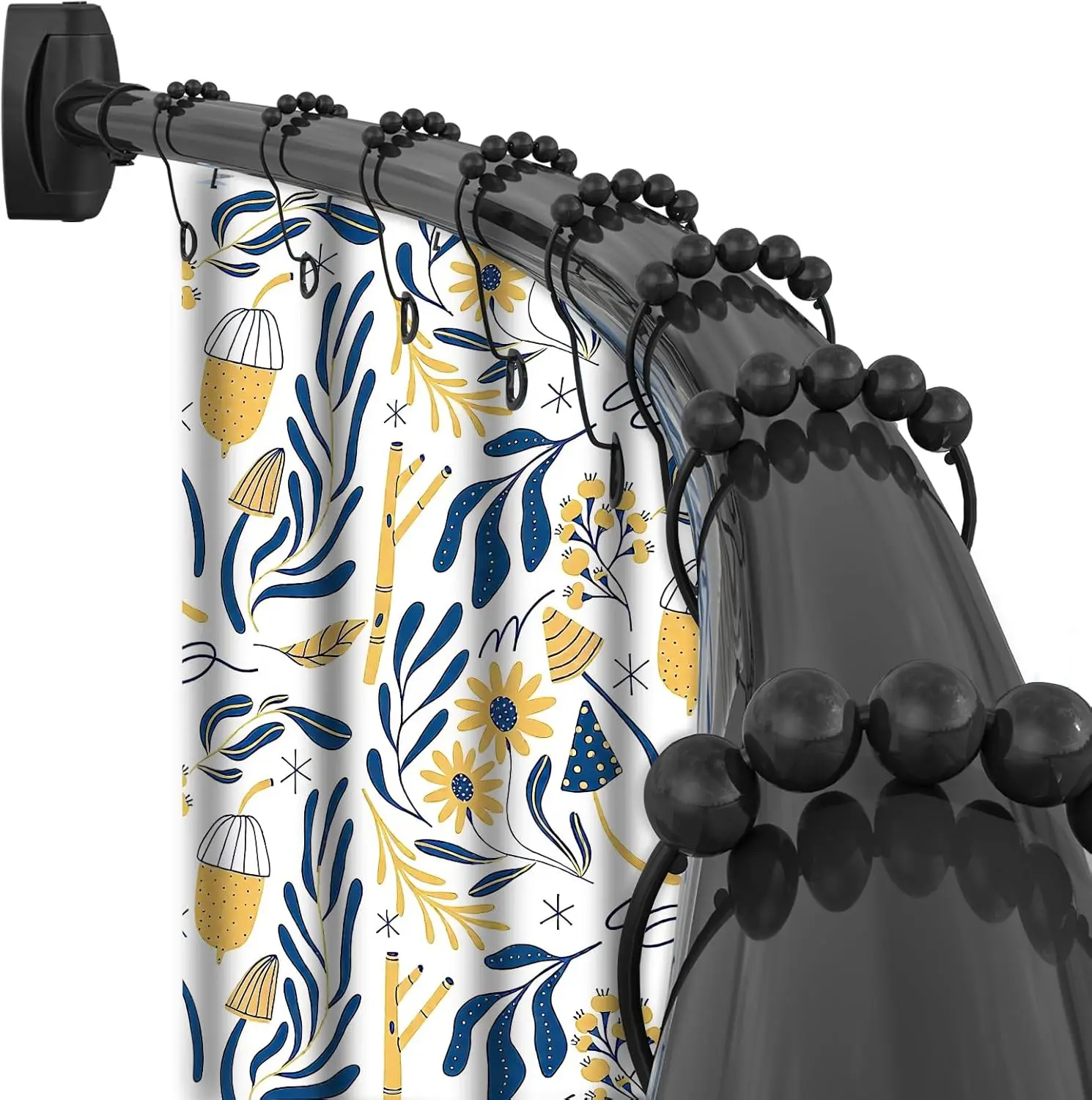 

Black Curved Shower Curtain Rod Round Shower Rod Adjustable 33-78 In Stainless Steel Rustproof Bowed Shower Curtain Rods for Bat