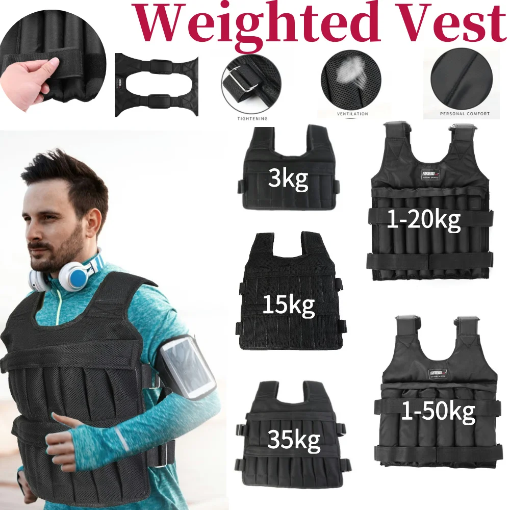 3/15/35kg Workout Weight Jacket Adjustable  Exercise Vest Workout Equipment for Running Training Workout Jogging Walking