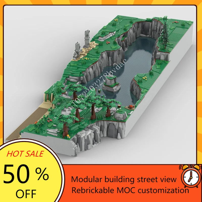 

15425 шт. BoTW Great Plateau пруд с Korok Puzzle MOC креативная модель с видом на улицу на заказ пазлы DIY сборная модель игрушки подарки