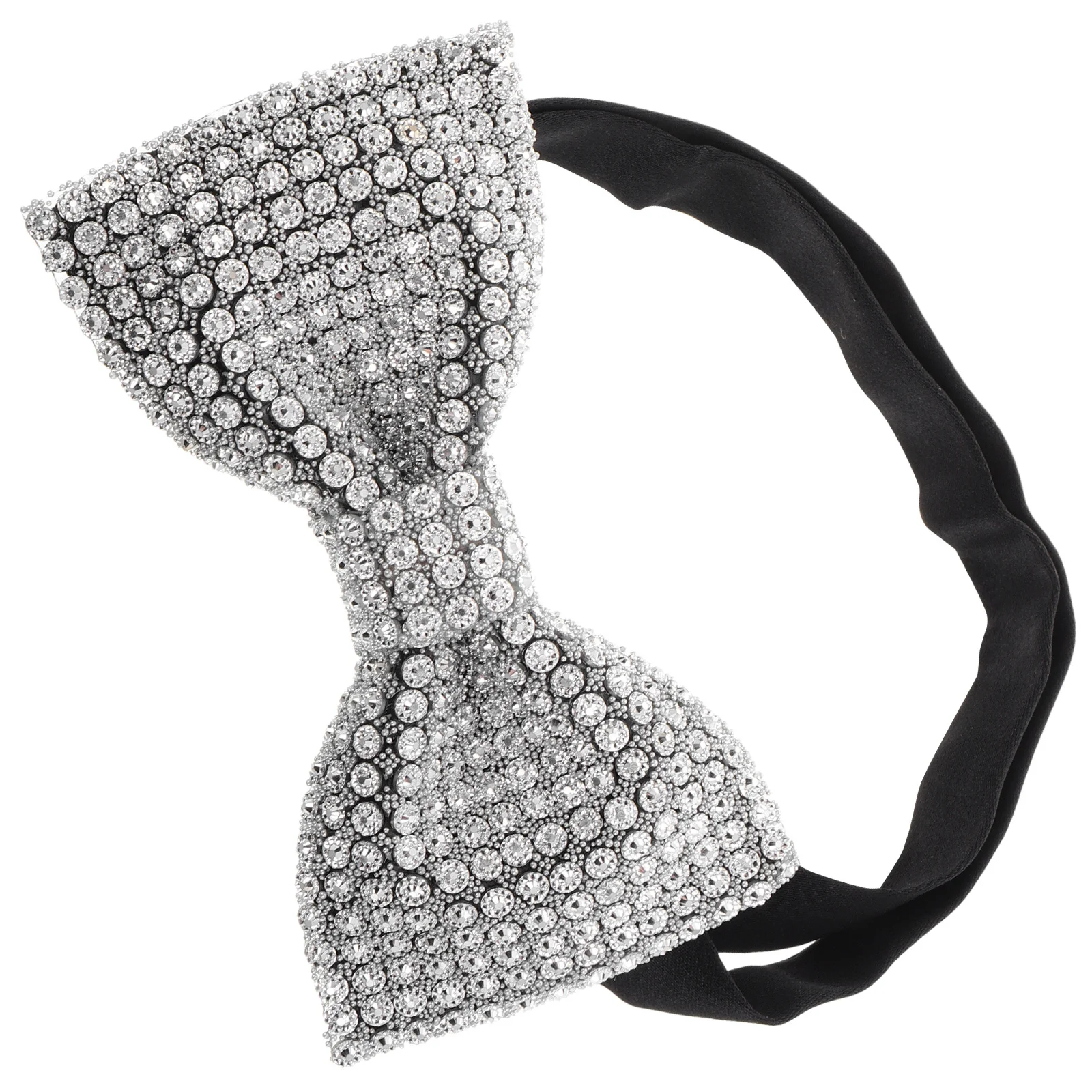 

Double Layer Silver Rhinestone Bow Tie Pre-Tied Adjustable Wedding Party Groom Banquet Bowtie Rhinestone Bow Tie
