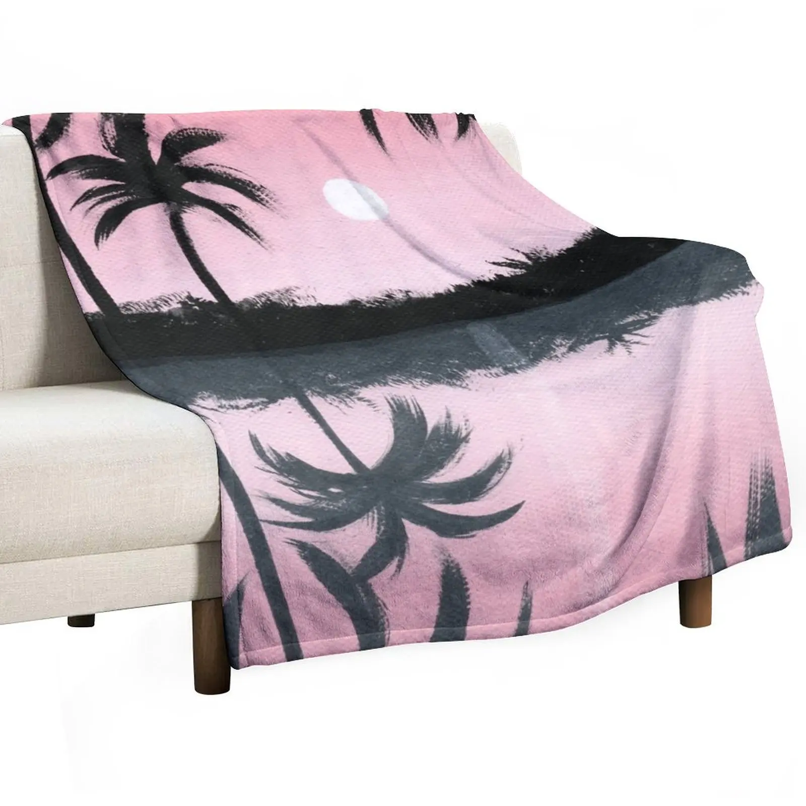 Pink Palm Trees Throw Blanket Retros Luxury Thicken Blankets