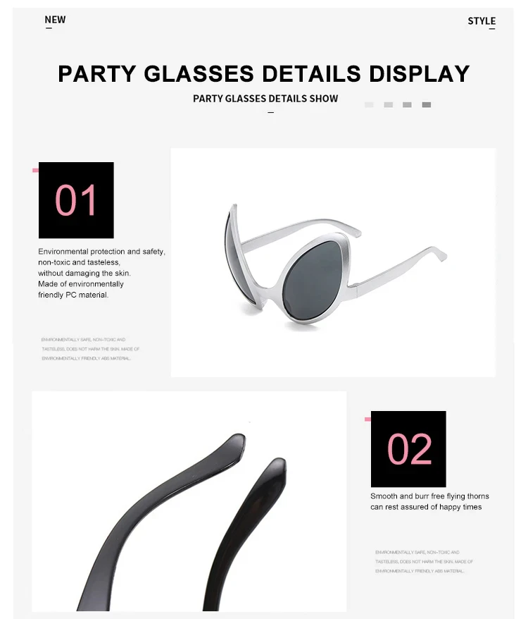 Lustige Alien-Brille für Erwachsene, Kinder, Urlaub, Party, Sonnenbrille, Halloween, Regenbogen-Linsen, ET-Sonnenbrille, Schattierungen, modische Brillen О – Detail 7