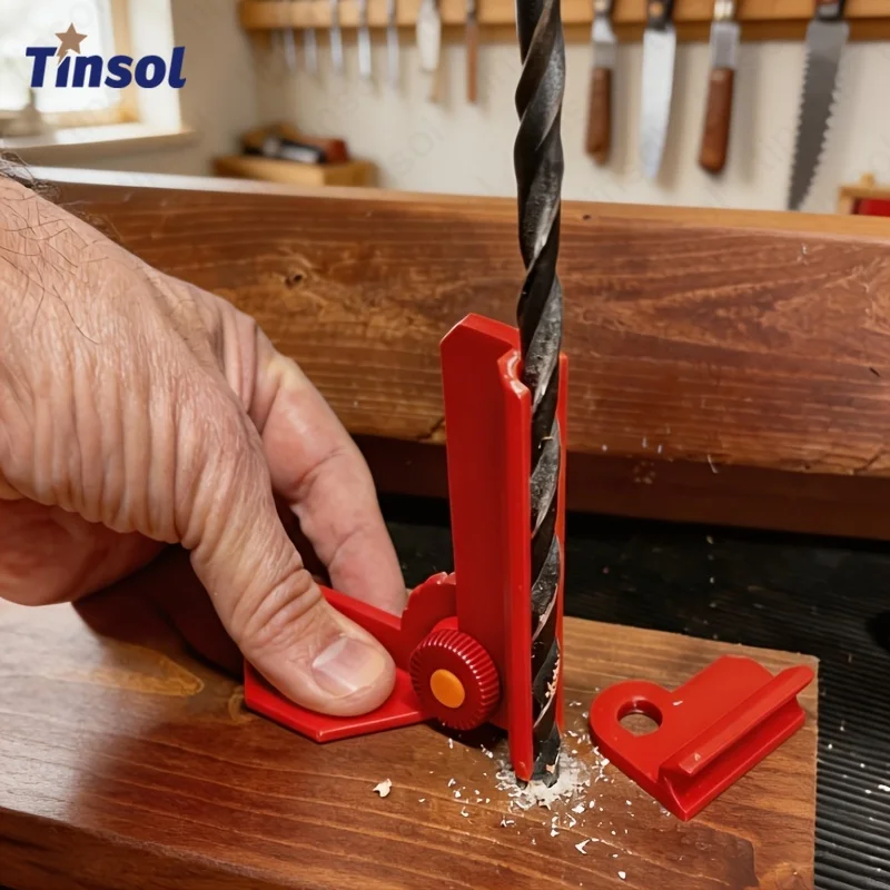 Guia de Perfuração Ajustável em 5 Ângulos 0 ° 30 ° 45 ° 60 ° 90 °   Conjunto de Ferramentas Portátil para Trabalhos em Madeira DIY com Posicionamento Preciso e 3 Comprimentos Substituíveis