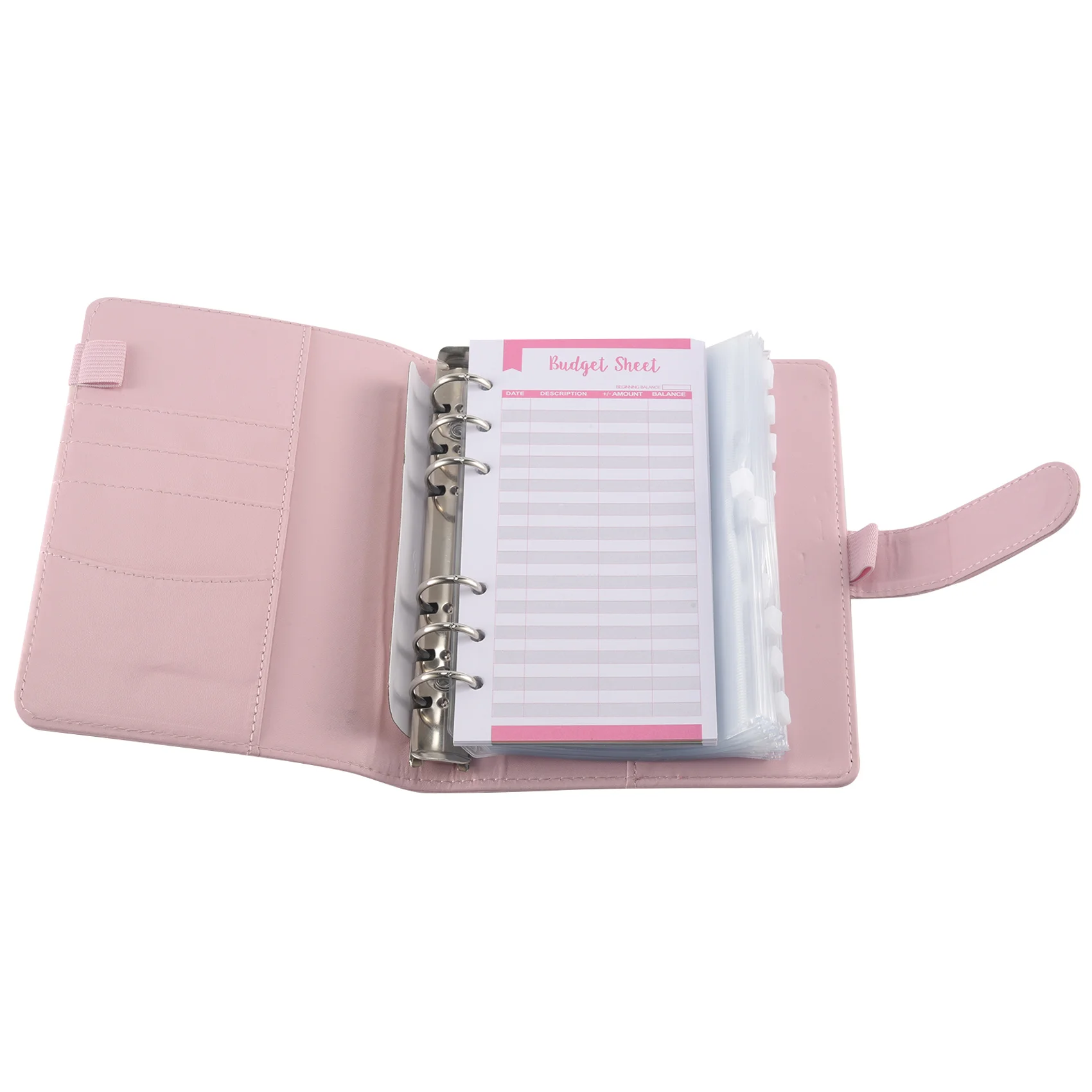 A6 دفتر الملاحظات الموثق مخطط الميزانية المنظم 6 حلقة الموثق غطاء ، جيوب الموثق ، أوراق ميزانية النفقات الشائكة حاكم-POS