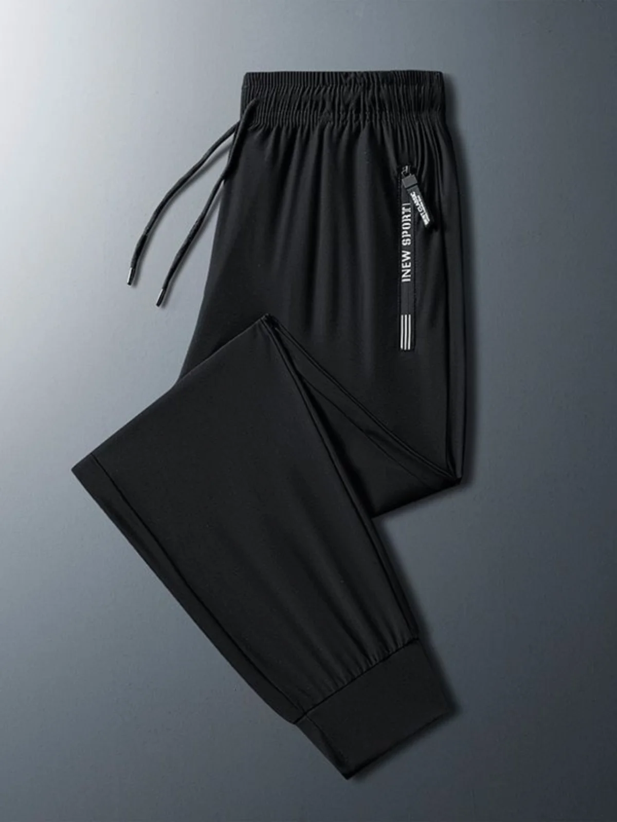 

Men's Summer New Sle Thin Nine Points Cuffed Casual Pants Breathable Polyester Fiber Low Waist Zipper Decorated Casual Trou...