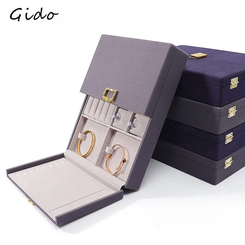 Microfiber Necklace Packing Box Split Open Jewelry Box Earring Ring Pendant Bracelet Packing Box Accessories Set Box