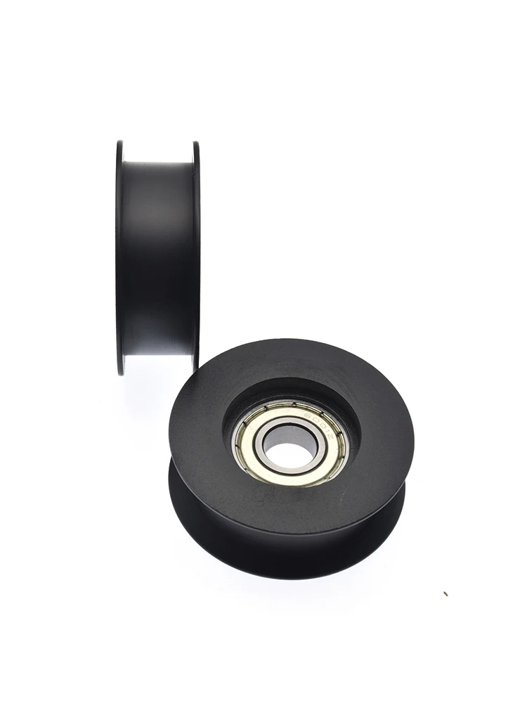 1Pc 12x55x18.5mm pulley H-groove flat groove 6001 nylon wrapped plastic bearing pulley passive pulley idler pulley guide wheel