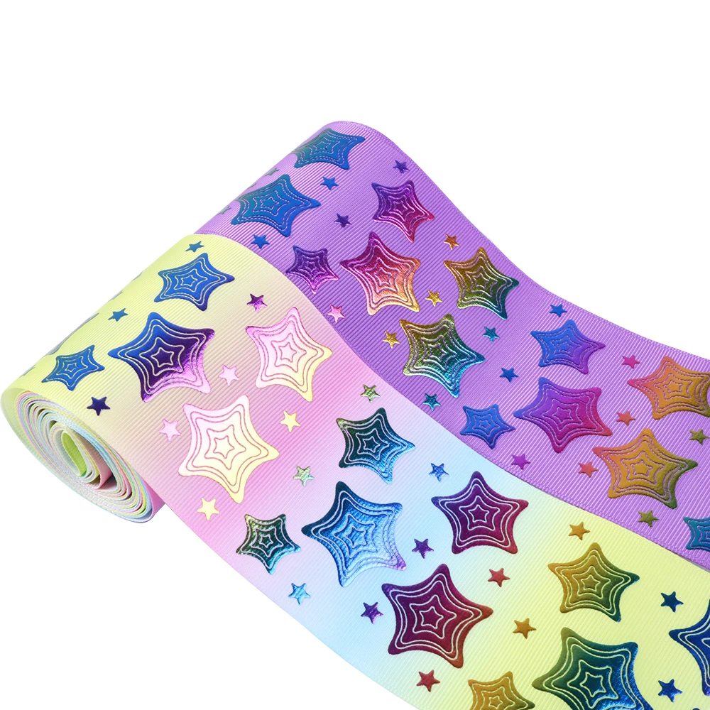 1 Rollo, Cinta de Grosgrain con Estrellas de 3 Pulgadas/75 mm X 5 Yardas/rollo