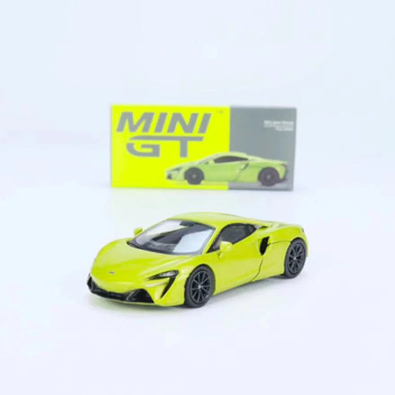 MINIGT-modelo de veículo esportivo fundido, coleção de carros de liga, verde LHD, 1:64, #496