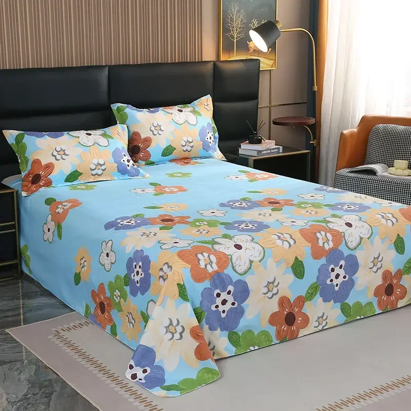 Plus Size Creative Flowers Bed Linen Set Skin Friendly Printed Bedspread Home Double Queen Size Bed Sheets and Pillowcases