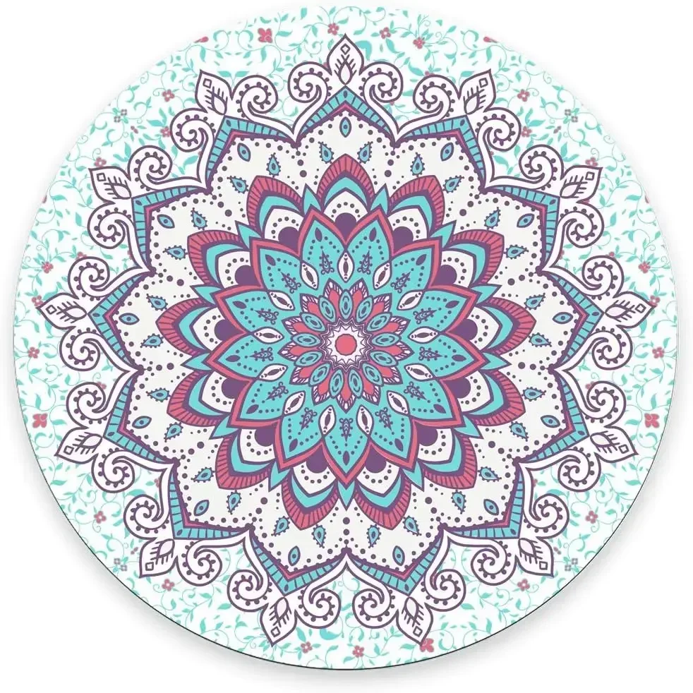 Islamic Style Pattern Mouse Pad Abstract Round Ornament Circle Mandala Pattern Non Slip Rubber Mouse Pad Mat