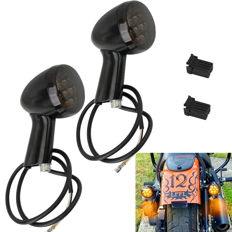 2Pcs Motorcycle Bullet LED Turn Signal Light Brake Running Indicator Blinker Lamp for Harley Sportster XL883 XL1200 72 48 92-up