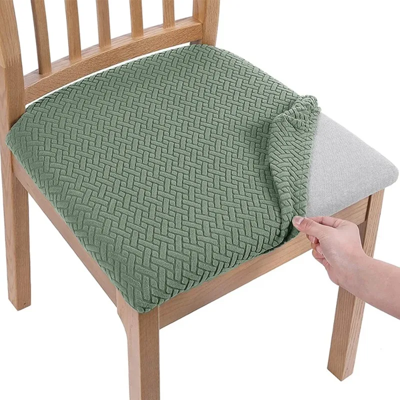 Washable Elastic Solid Color Chair Seat Covers 1/2/4/6Pcs Removable Anti Dust Short Back Cushion Protectors For Dining Room