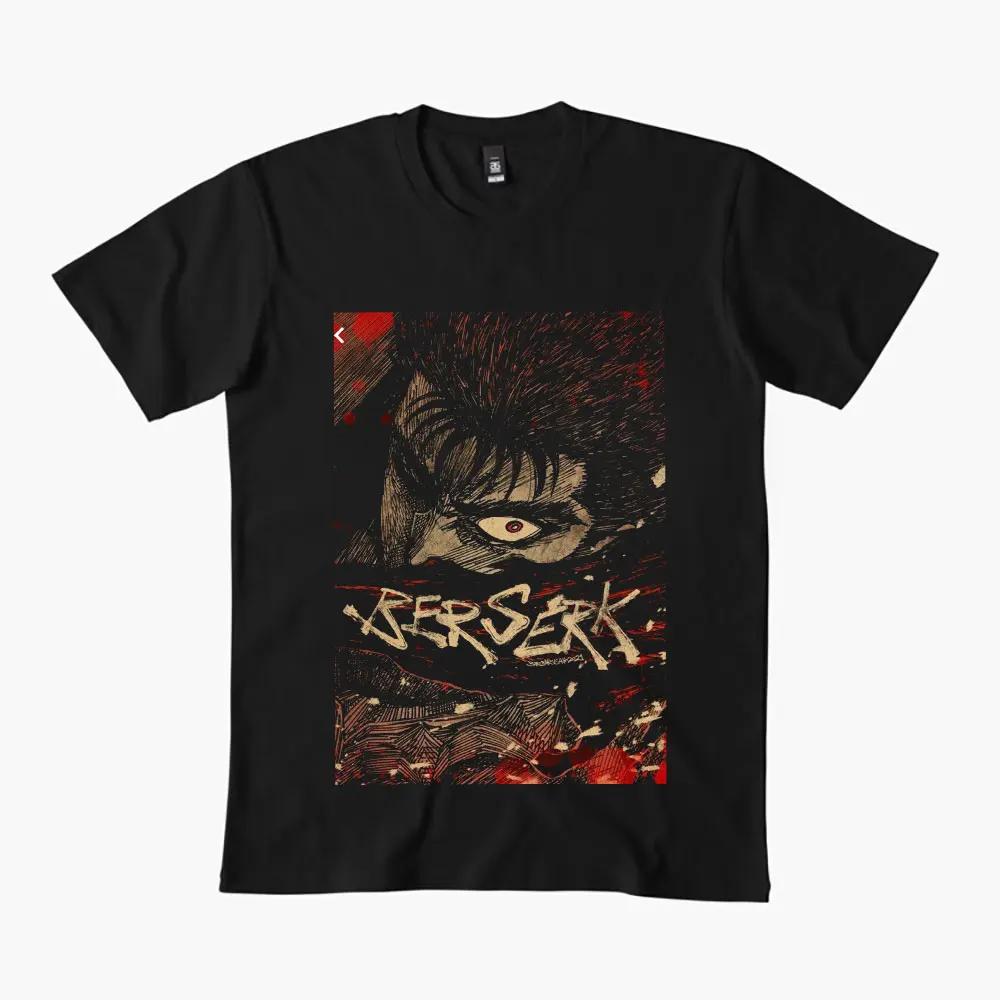 

0325 Guts Berserk Japanese Anime Gift t shirt 100% cotton print clothing Swordsman Manga Graphic Tee Y2K clothes Large size Tops