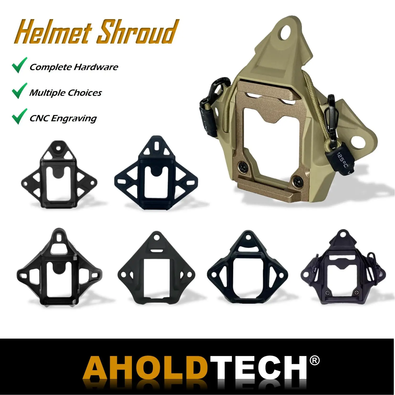 Aholdtech VAS Helmet Shroud Modular Bungee Wilcox L4 NVG Mount Adapter for FAST MICH WENDY Tactical Bulletproof Helmet NVG Brack 