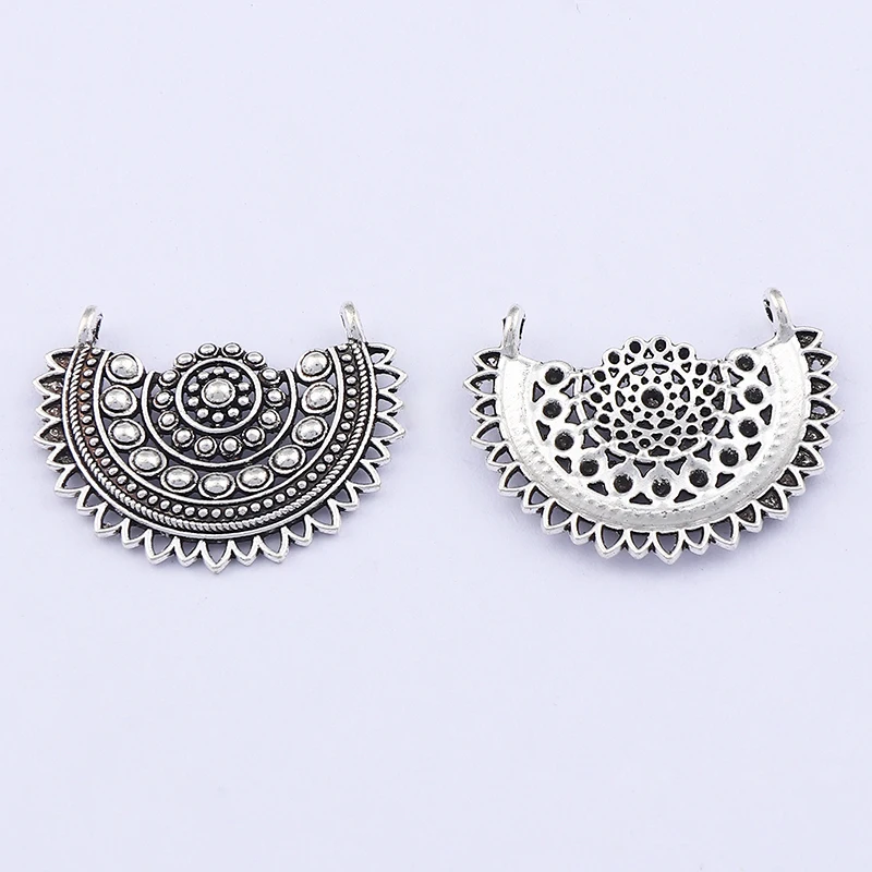 30 x Tibetan Silver Dangle Hoop Vintage Ethnic Earring Charms Pendants For Necklace Jewelry Making 44x34mm image 3