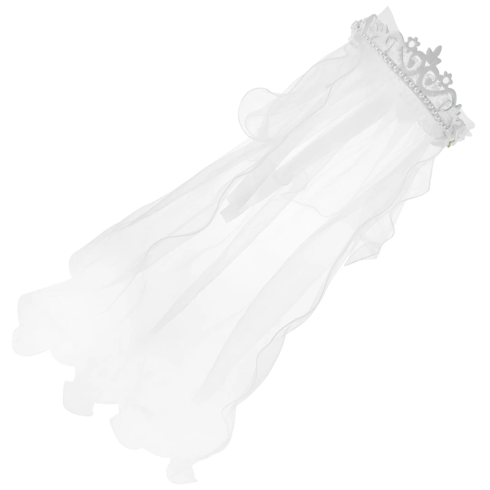 

Floral Hair Little Girl Wedding Hair Wedding Veil Wreath Crown Lace Veil Tiara White Bridal Accessories Headdress