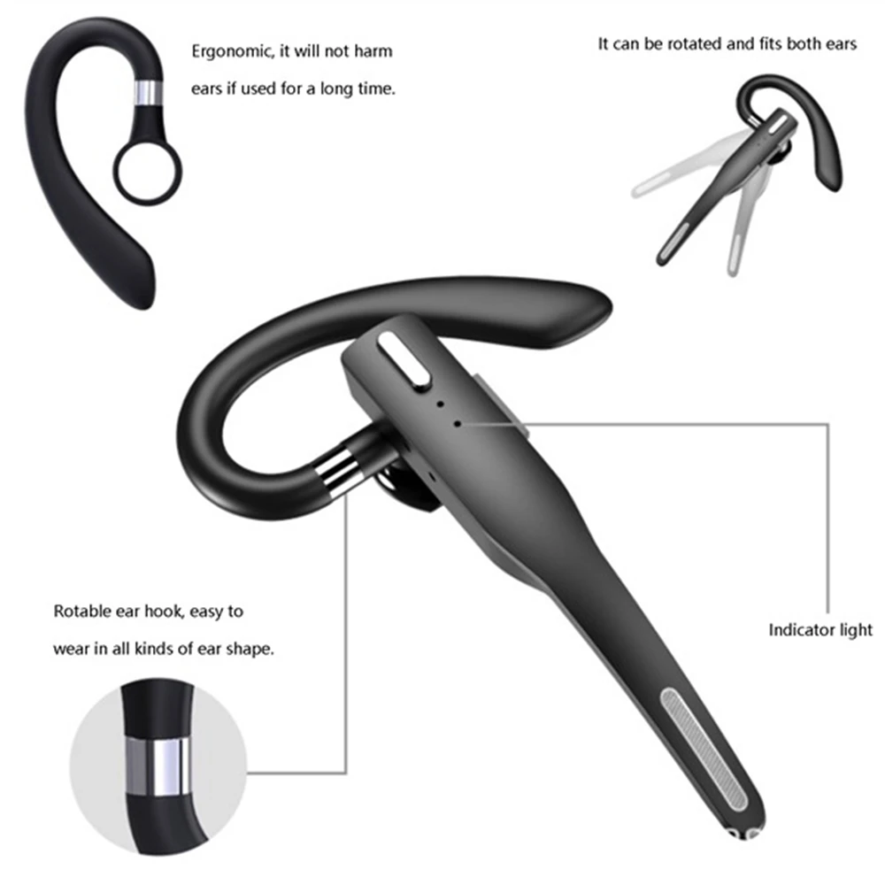 Bluetooth Headset Dual Microphone Noise Cancellation Bluetooth V5.0 Headset Earbuds for Drivers Machine