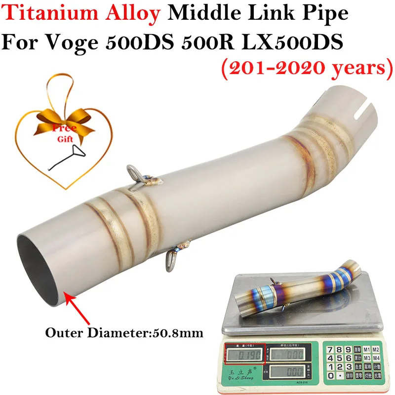 

Выхлопной глушитель из титанового сплава для мотоцикла Voge 500DS 500R LX500DS 2019 2020, модифицированный глушитель выхлопной трубы средней длины 51 мм