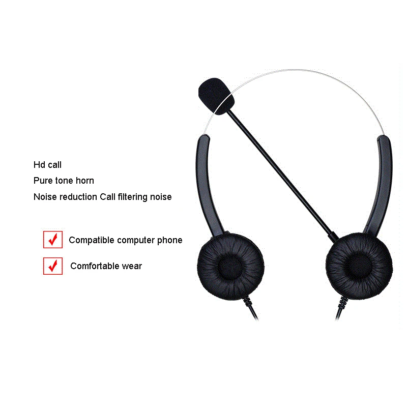 Head-mounted Telephone Operator Headset Wireless Headsets Twin-ear Wire Control Headset Customer Service Dedicated Headset