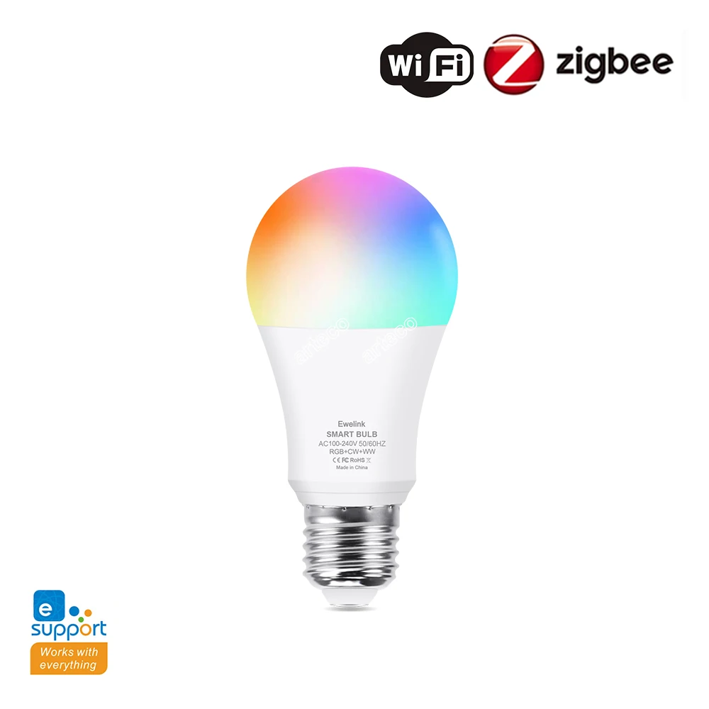 Inteligentna żarówka LED WiFi Zigbee z możliwością przyciemniania RGB + CW + WW E27 Wifi Inteligentna lampa LED EWelink App Współpracuje z Amazon Alexa Google Assistant