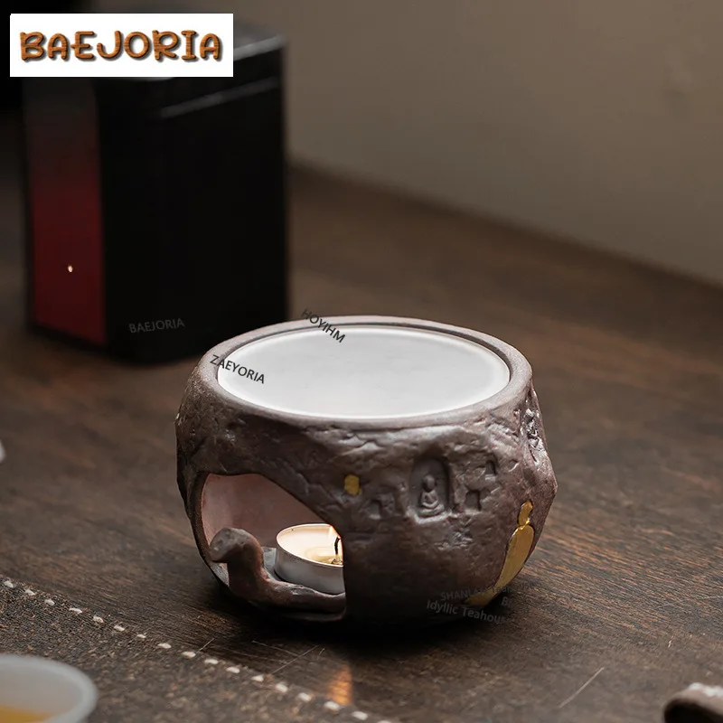 BAEJORIA Old Rock Mud Zen Buddha Shadow Tea Warmer Holder Alcohol Burner Stove Kettle Stand Baked Milk Jar Carbon Furnace Gifts