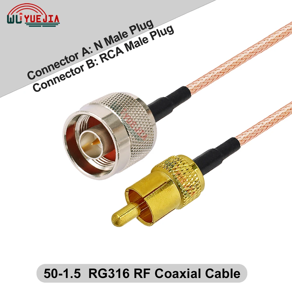 1Pcs L16 N to RCA Male Plug RG-316 RF Cable RCA Male to N Male or N Female Bulkhead Connector 50-1.5 RF Coaxial Cable 10CM - 20M