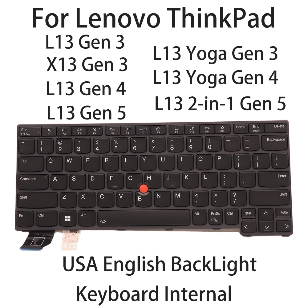 

New For Lenovo L13/L13 Yoga/X13 Gen3 L13/L13 Yoga Gen4 L13/L13 2-in-1 Gen5 keyboard USA English BackLight 5N21H76804 5N21H77022