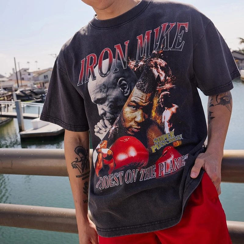 

Mike Tyson Heavyweight Boxing Sports Fitness Men's Direct Injection Cotton Loose Short Sleeves
