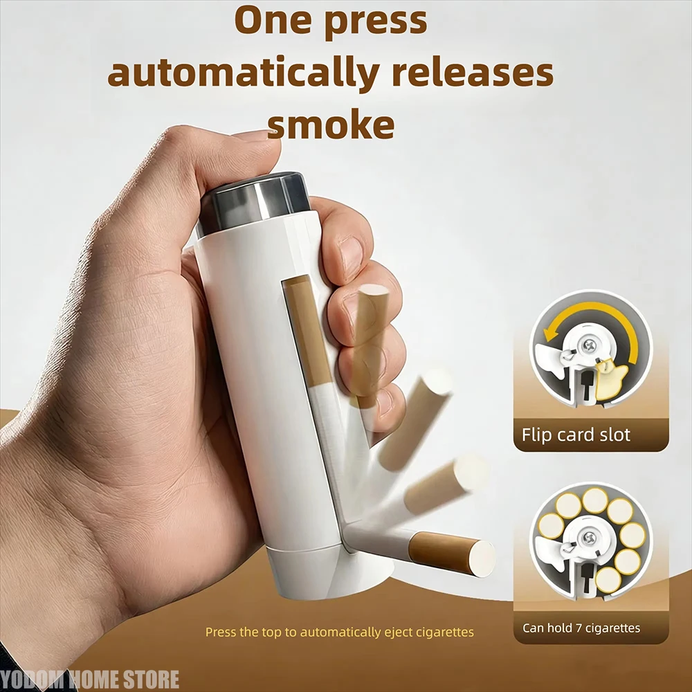 Super Cool Automatic Pop-Up Cigarette Case 7-Slot Storage One-Touch Eject Cigarette Holder Gadgets for Men Smoking Accessories