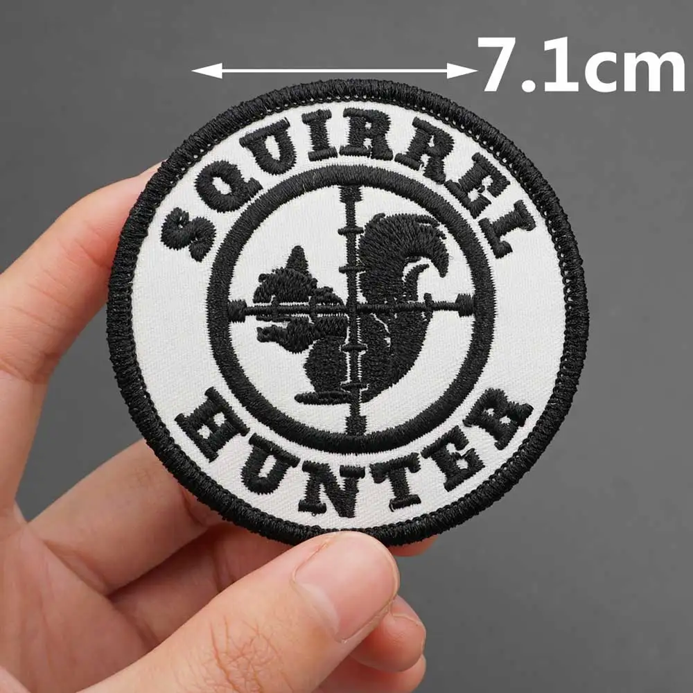 Wild Boar Deer Hunter Hunting Embroidery Patches Merrow Border Hook&Loop Backing Badge for Clothes Hat Accessories