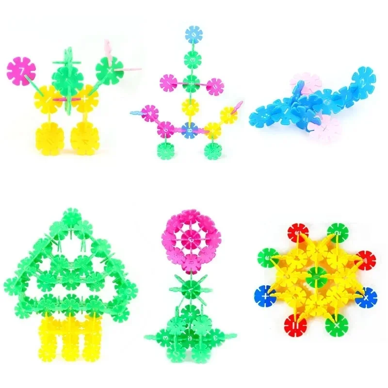 100pcs/200pcs/lot Construction Toys Children Plastic Snowflake Building Blocks for Kids 3D Puzzle Baby Assembly Toy Game Kids