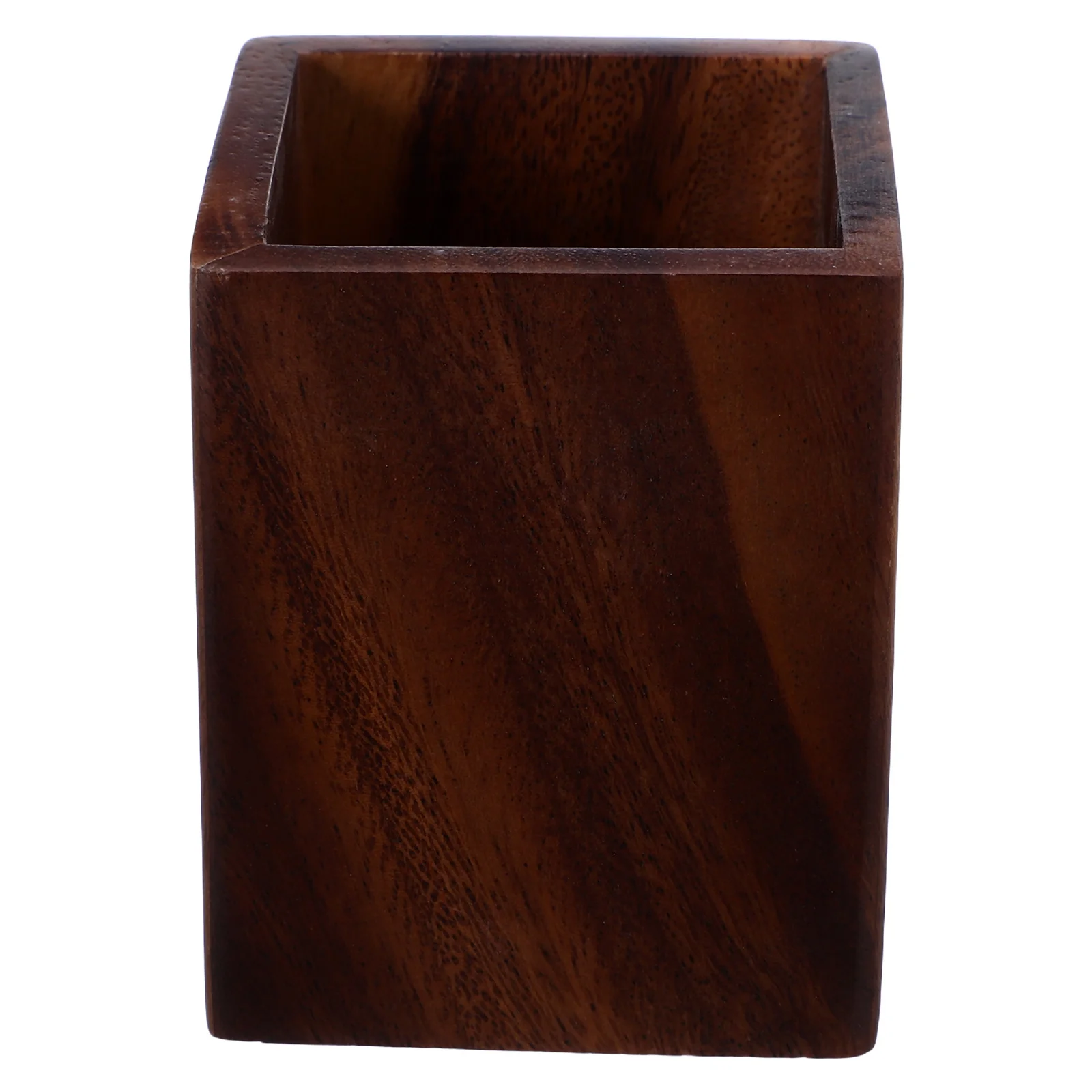 

Walnut Wood Pen Holder Square Desk Organizer For Pens Pencils Markers Natural Moisture Resistant Crafted Finish Dark Brown